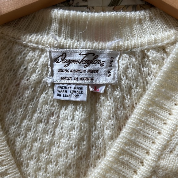 VINTAGE Cream Knit Pullover Sweater Dayne Taylor - L - Granny Sweater - Picture 6 of 9